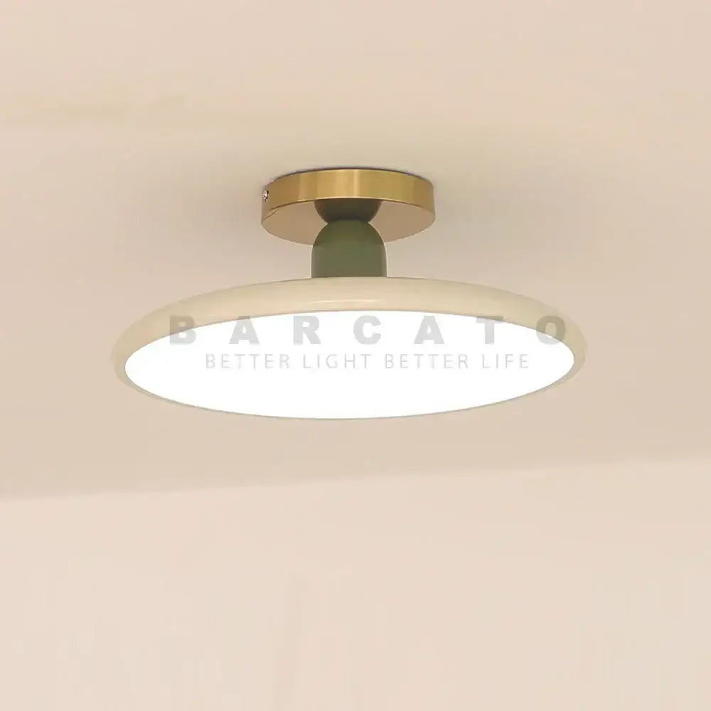 Modern matte white & brass led ceiling light for living room
