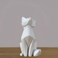 Modern matte white geometric fox sculpture living room decor
