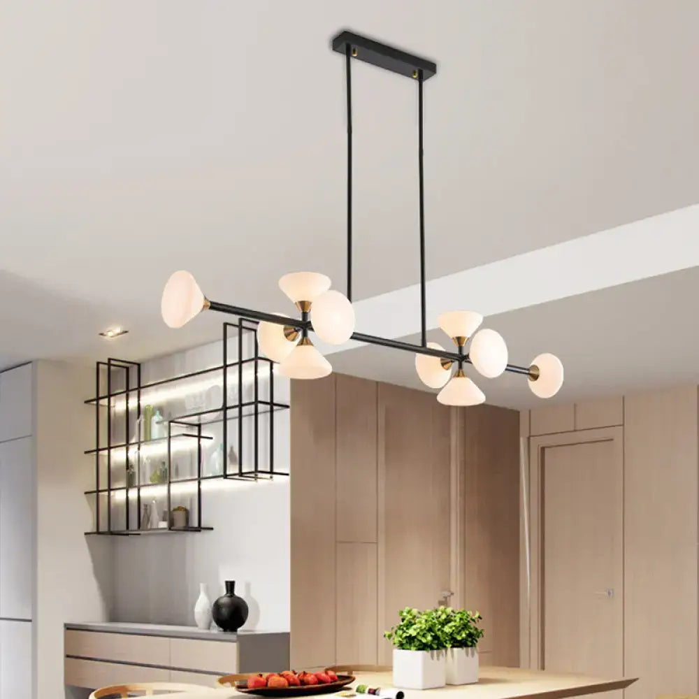 Modern matte white glass flared chandelier – kitchen island light