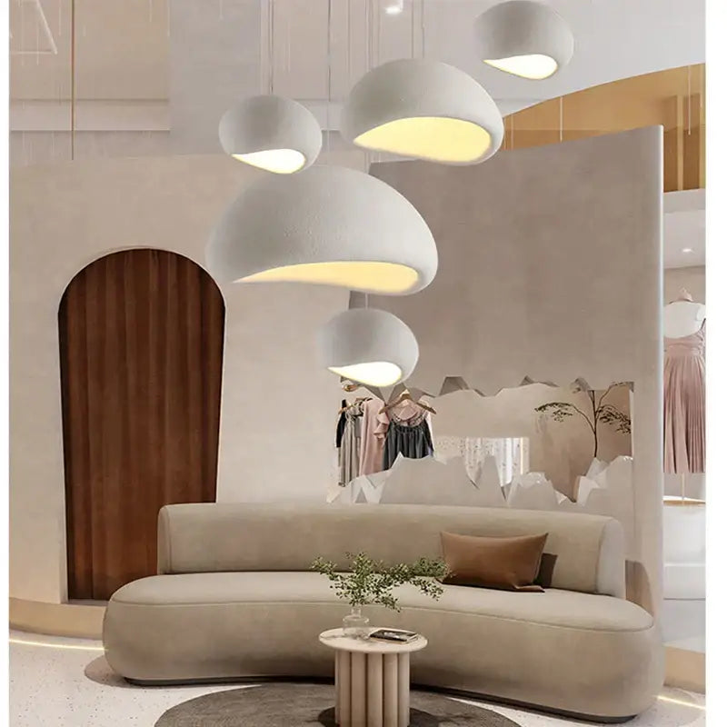 Modern matte white industrial wind chandelier bedroom pendant light