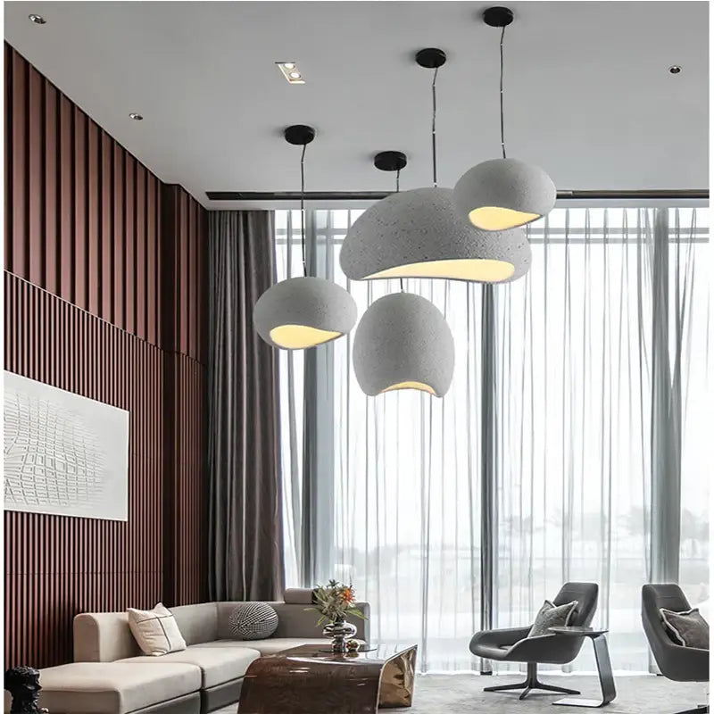 Modern matte white industrial wind chandelier bedroom pendant light