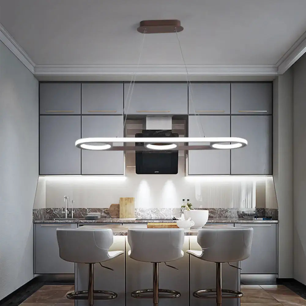Modern metal white oval pendant light – kitchen island led fixture
