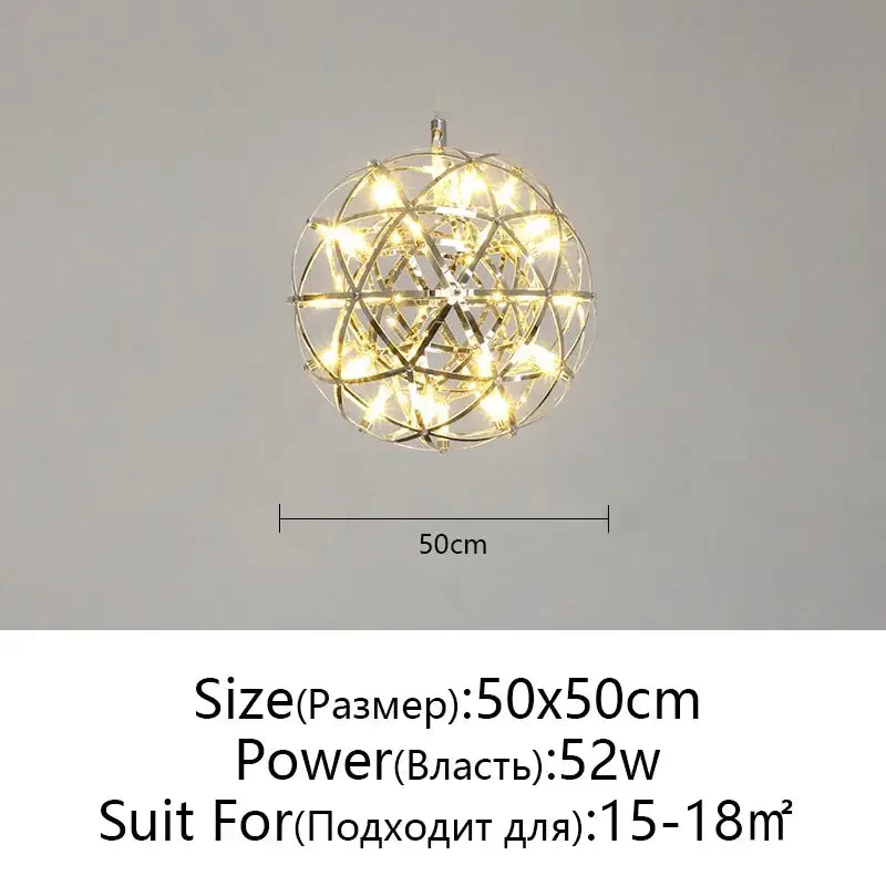 Modern metallic ball fireworks pendant light for living room