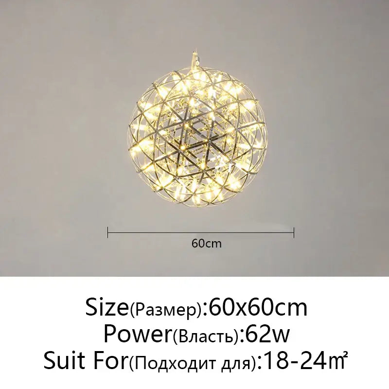 Modern metallic ball fireworks pendant light for living room