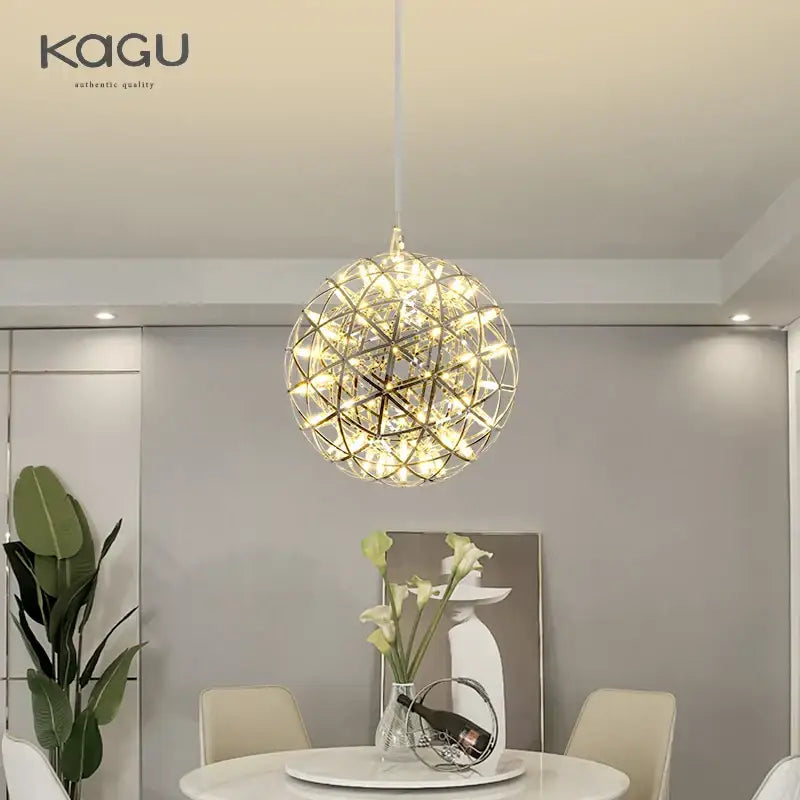 Modern metallic ball fireworks pendant light for living room
