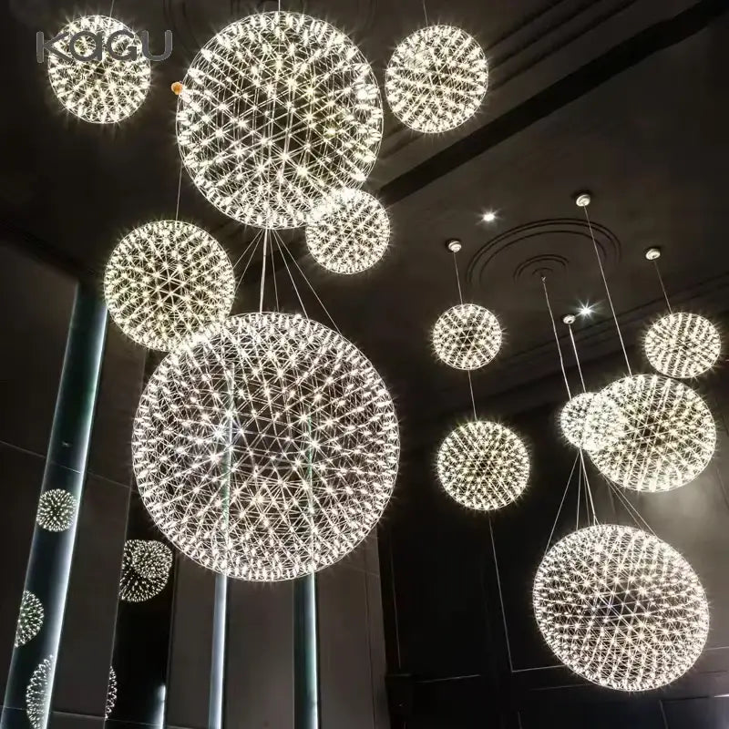 Modern metallic ball fireworks pendant light for living room