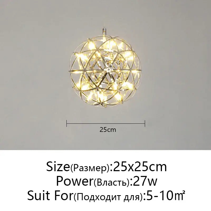 Modern metallic ball fireworks pendant light for living room
