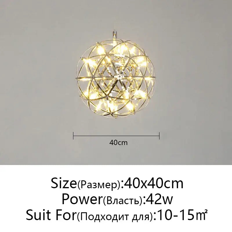 Modern metallic ball fireworks pendant light for living room