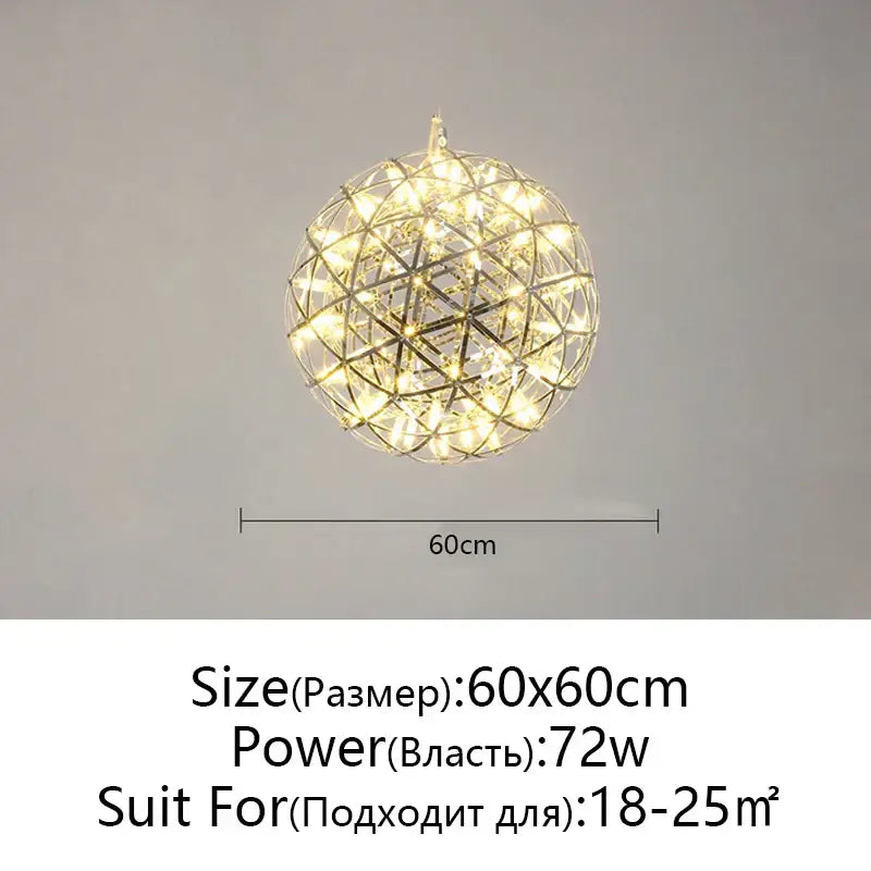 Modern metallic ball fireworks pendant light for living room