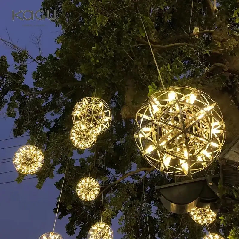Modern metallic ball fireworks pendant light for living room