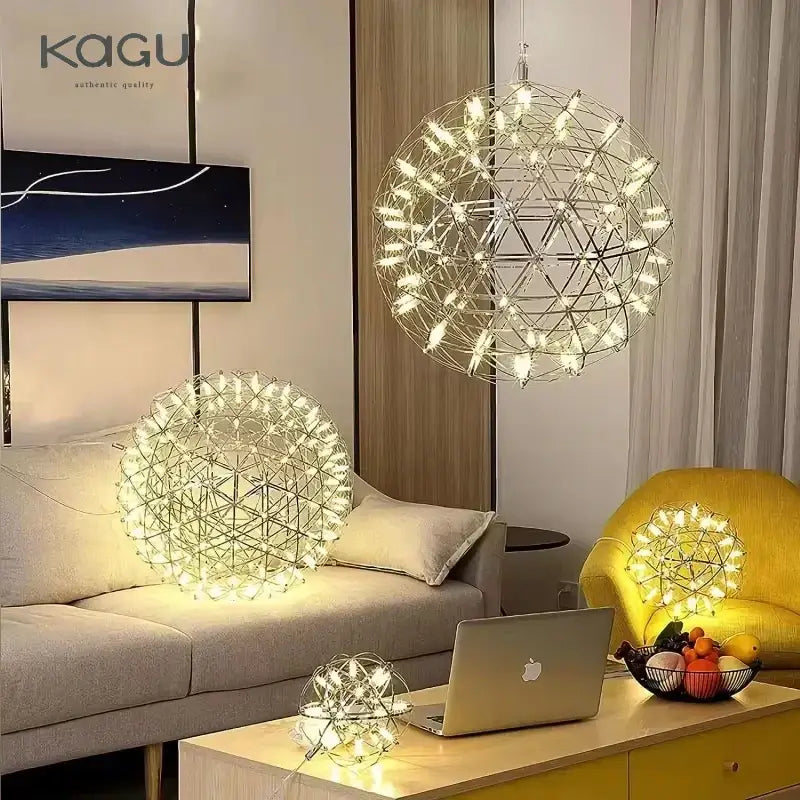 Modern metallic ball fireworks pendant light for living room