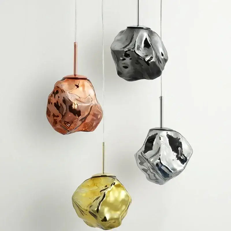Modern metallic ice glass pendant light for dining room