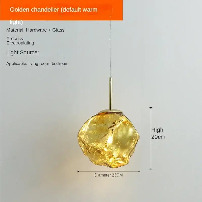 Modern metallic ice glass pendant light for dining room
