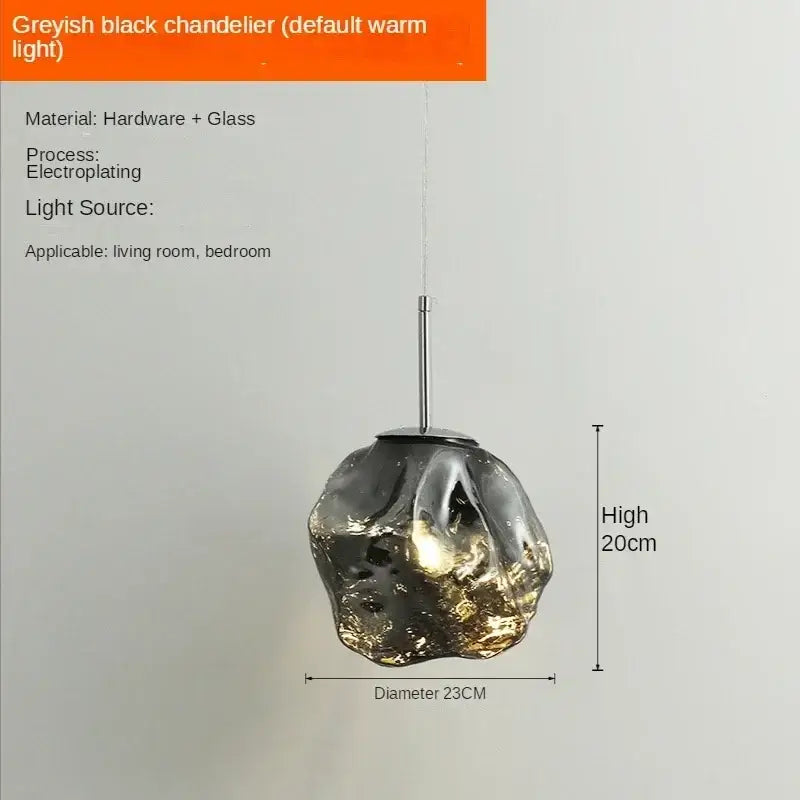 Modern metallic ice glass pendant light for dining room
