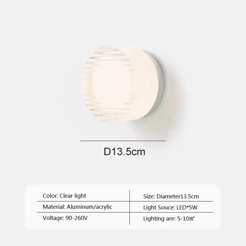 Modern minimalist amber & cream glass wall sconce bedroom light