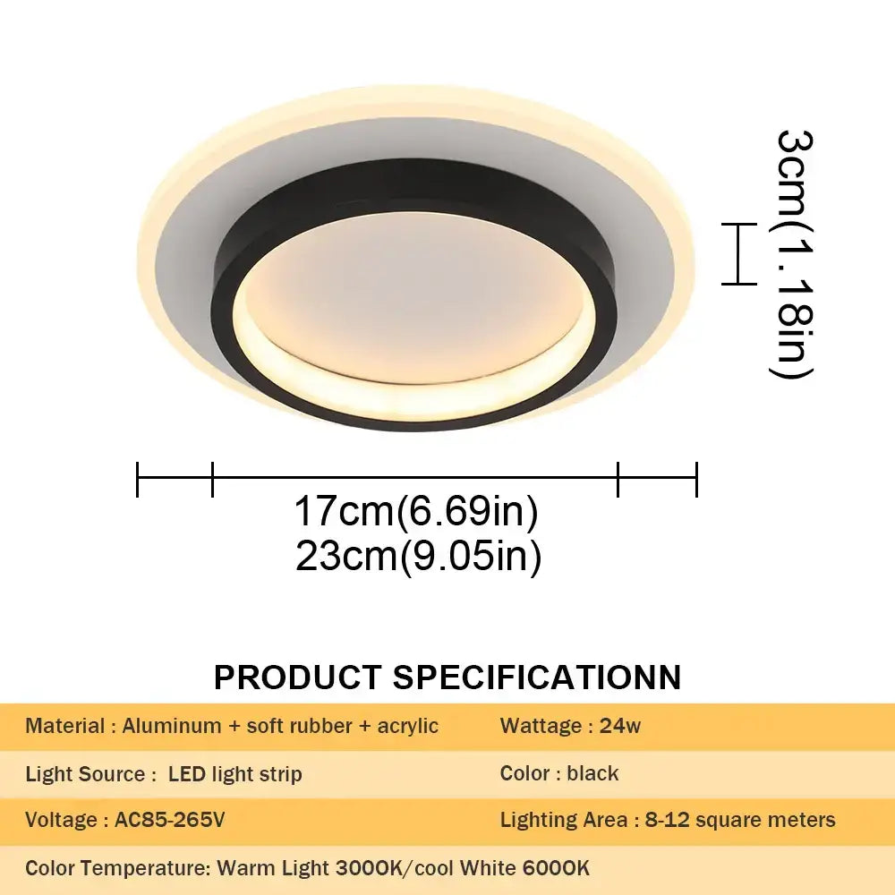 Modern minimalist black acrylic led ceiling lamp bedroom light