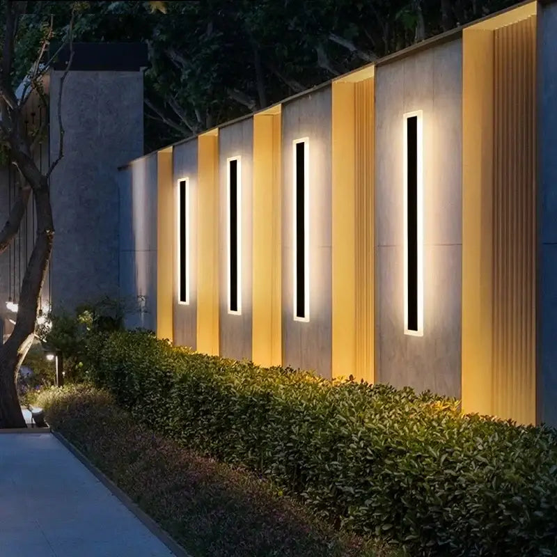 Modern minimalist black aluminum waterproof led outdoor wall lamp courtyard