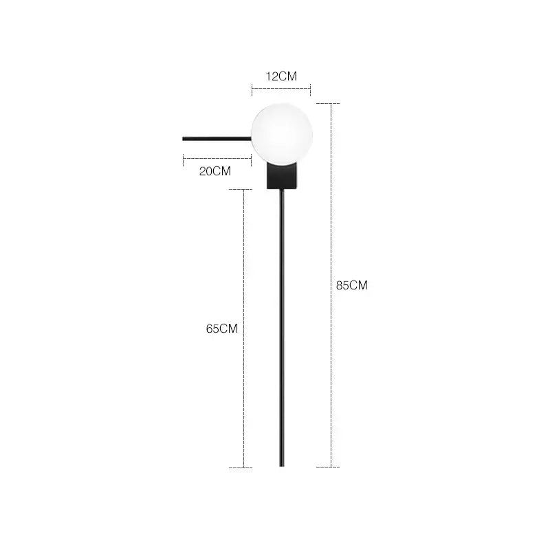 Modern minimalist black glass ball wall lights for bedroom