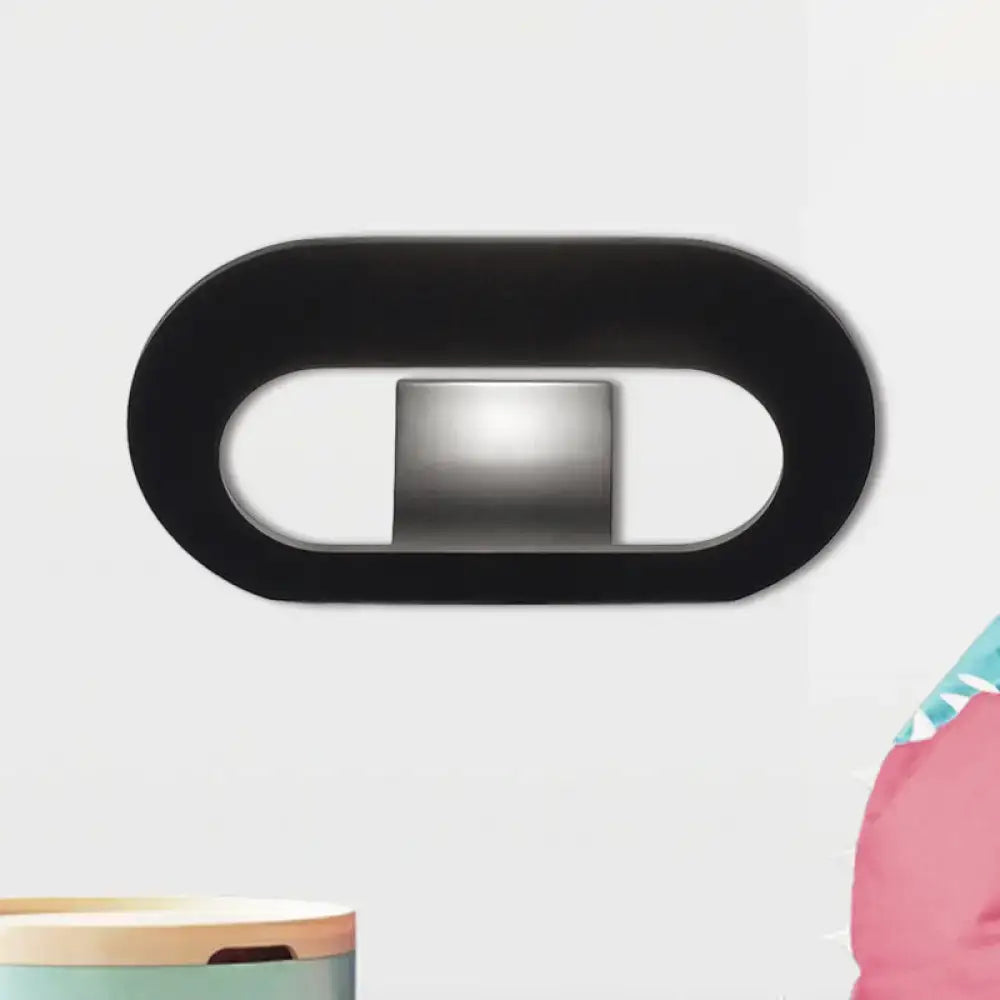 Modern minimalist black & grey oval shade wall lamp bedroom lighting