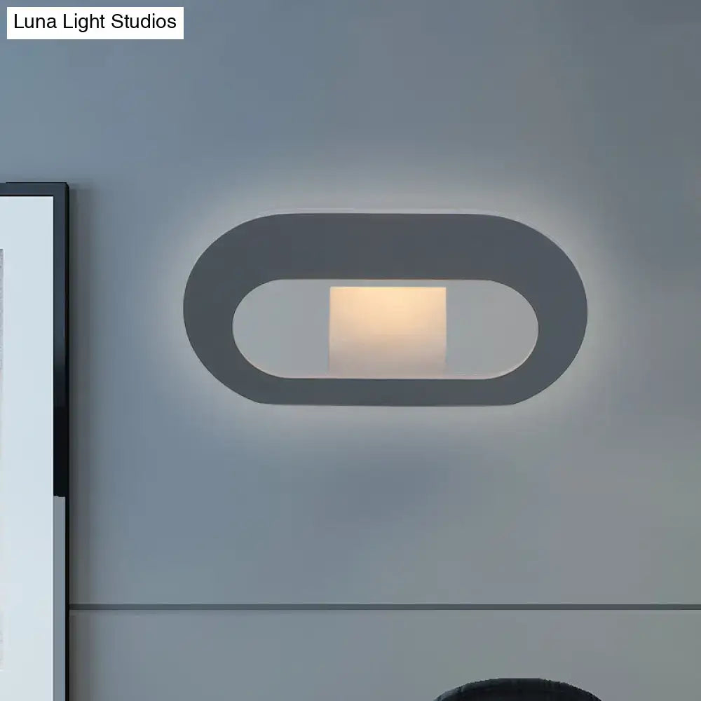 Modern minimalist black & grey oval shade wall lamp bedroom lighting