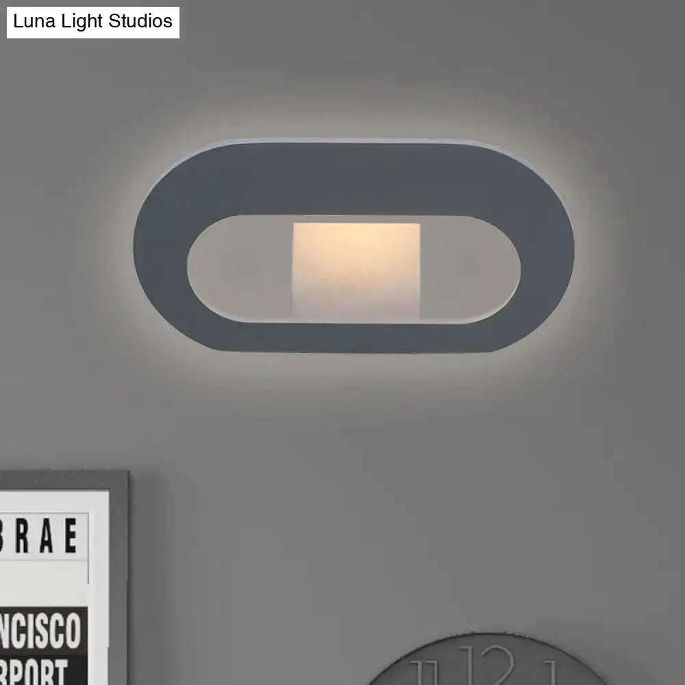 Modern minimalist black & grey oval shade wall lamp bedroom lighting