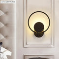 Modern minimalist black halo ring metallic sconce bedroom wall lamp