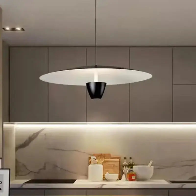 Modern minimalist black led pendant light for dining room