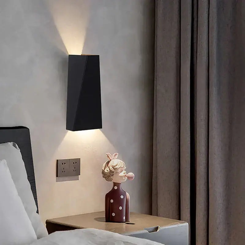 Modern minimalist black led wall lamp bedroom reading light