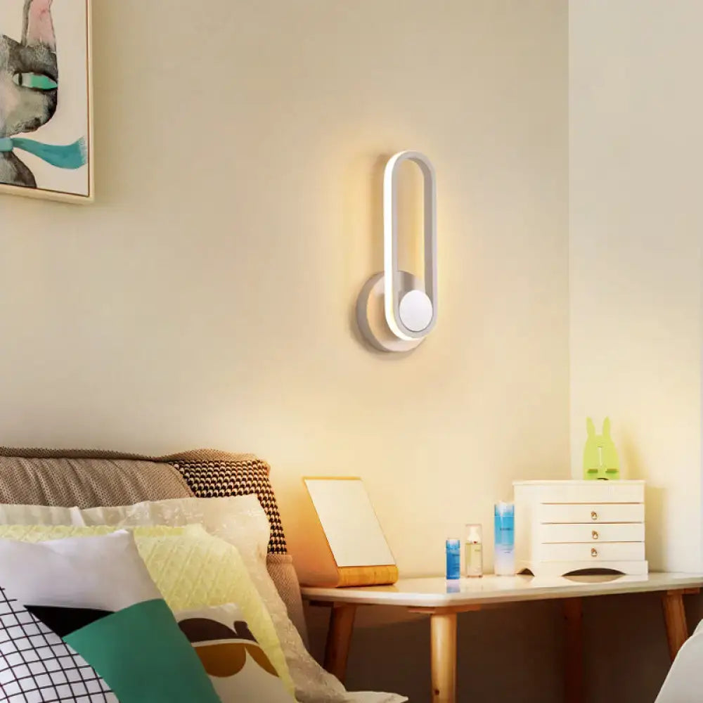 Modern minimalist black matte oval led wall sconce living room light