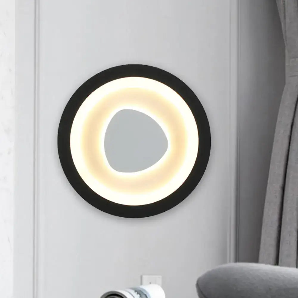 Modern minimalist black mirror wall light with acrylic shade bedroom
