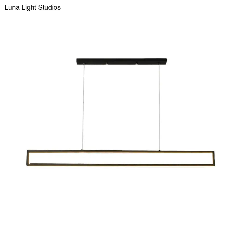 Modern minimalist black rectangle frame iron island light dining room