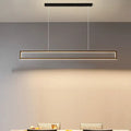 Modern minimalist black rectangle frame iron island light dining room