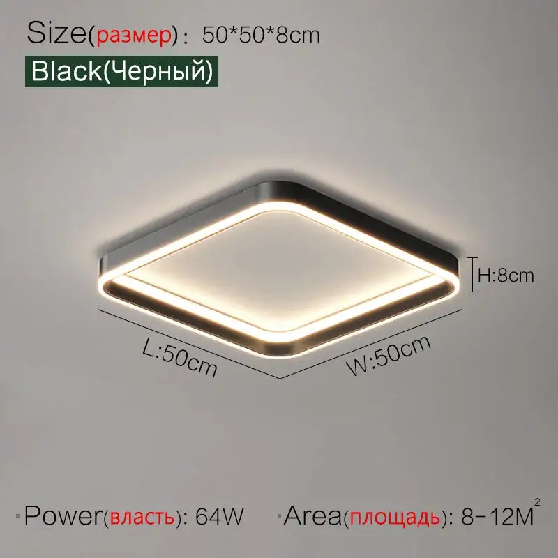 Modern minimalist black ring led ceiling lights bedroom lamp