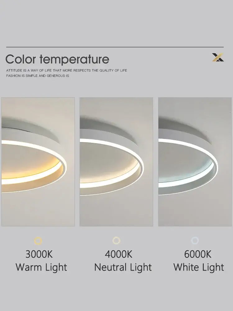 Modern minimalist black ring led ceiling lights bedroom lamp