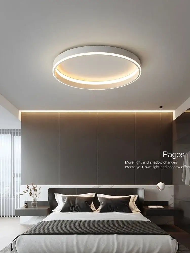 Modern minimalist black ring led ceiling lights bedroom lamp