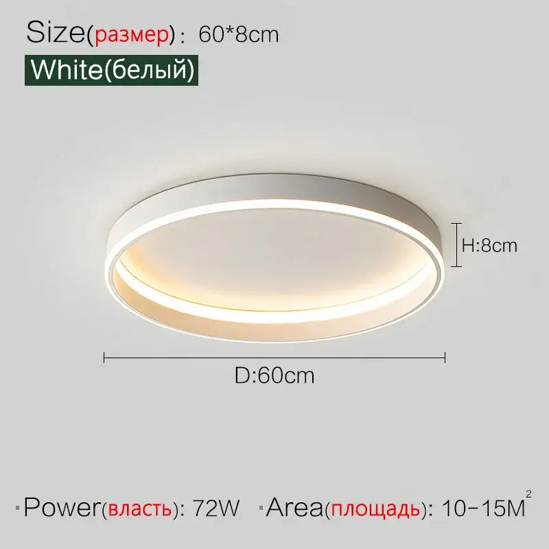 Modern minimalist black ring led ceiling lights bedroom lamp