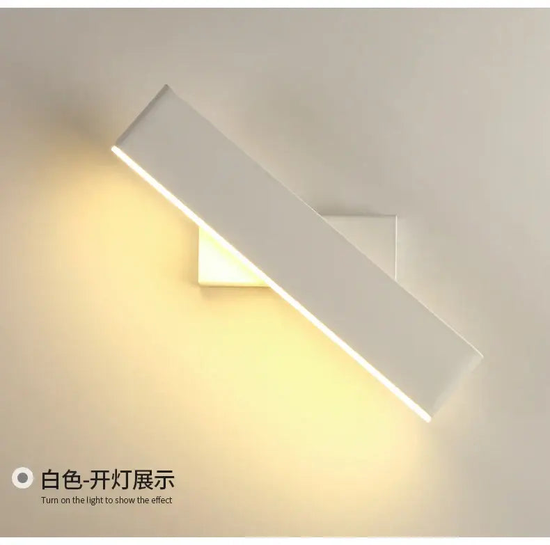 Modern minimalist black rotate wall lamp for bedroom bedside reading