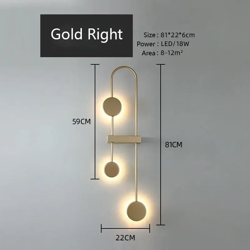 Modern minimalist black triple circle led wall light bedroom sconce