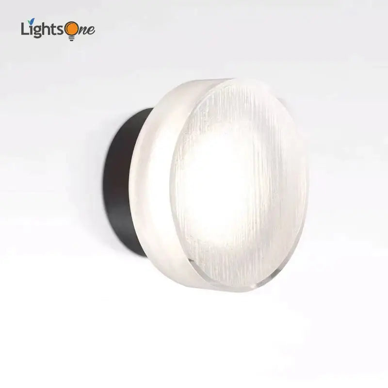 Modern minimalist black wall lamp with frosted glass for bathroom