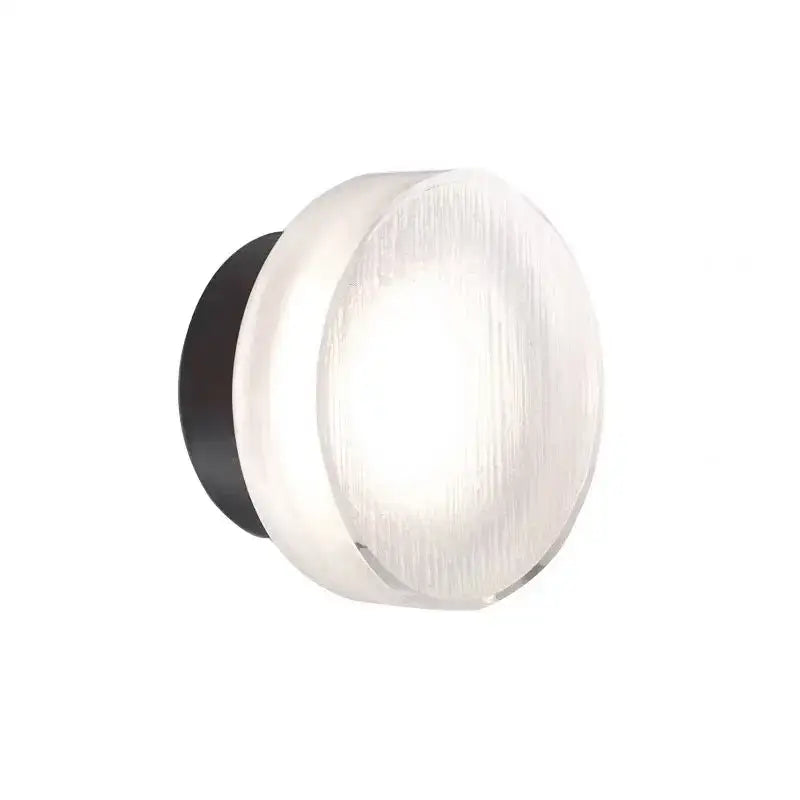 Modern minimalist black wall lamp with frosted glass for bathroom