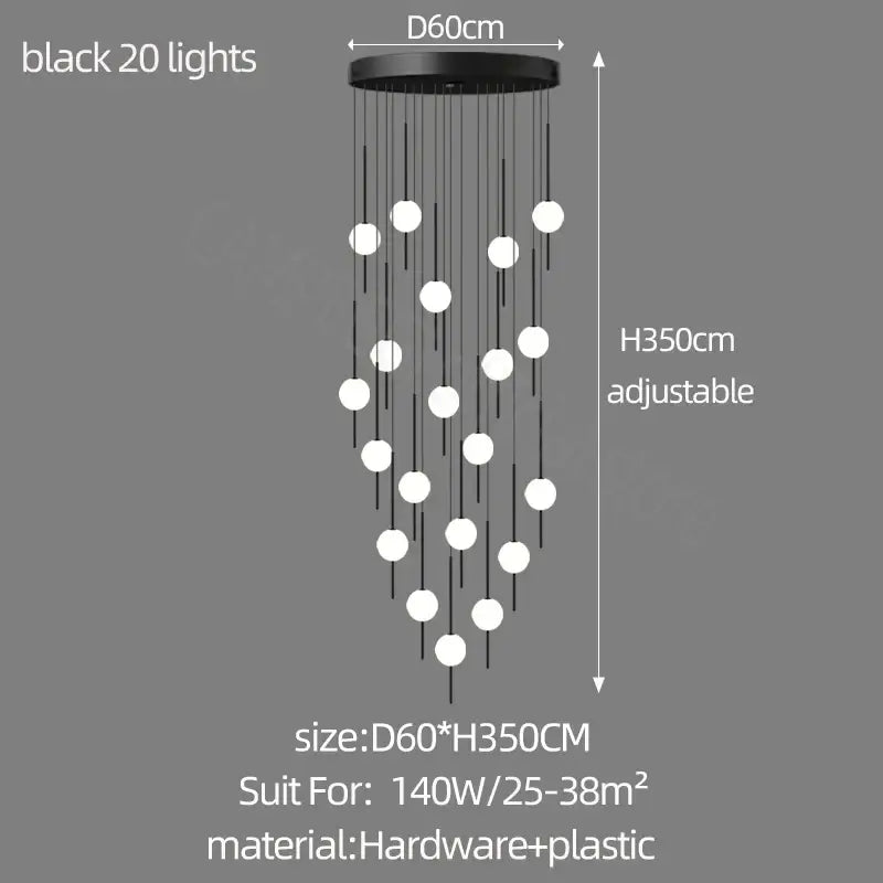 Modern minimalist black & white creative led chandeliers living room