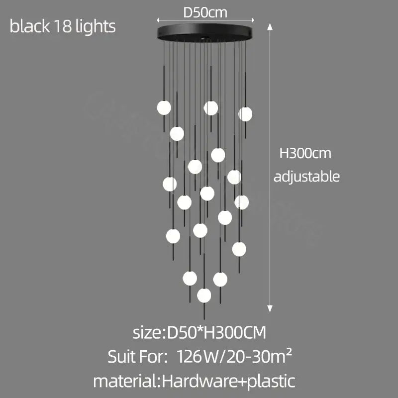 Modern minimalist black & white creative led chandeliers living room