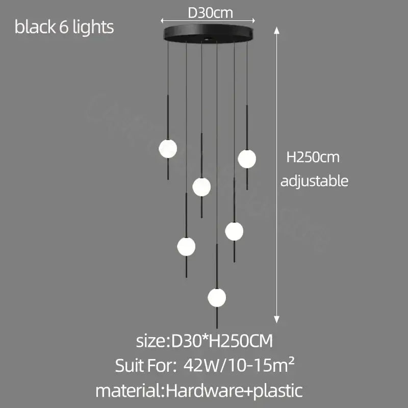 Modern minimalist black & white creative led chandeliers living room