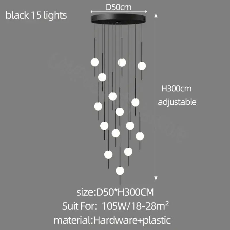 Modern minimalist black & white creative led chandeliers living room