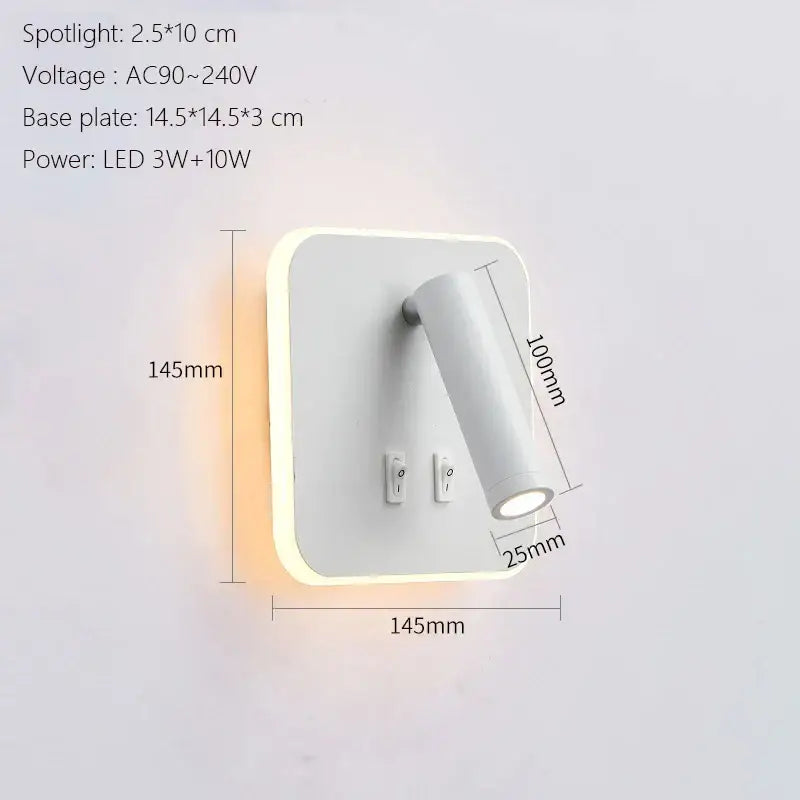 Modern minimalist black & white led wall lamp usb bedroom sconce