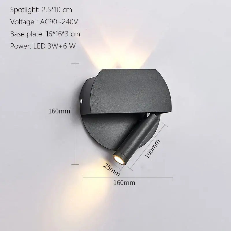 Modern minimalist black & white led wall lamp usb bedroom sconce