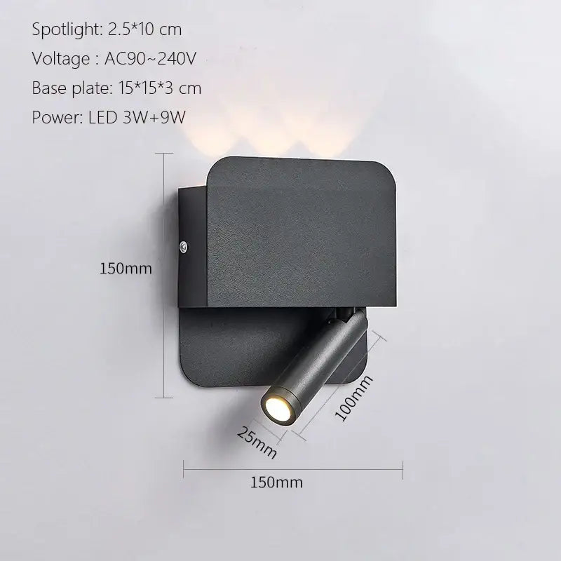 Modern minimalist black & white led wall lamp usb bedroom sconce