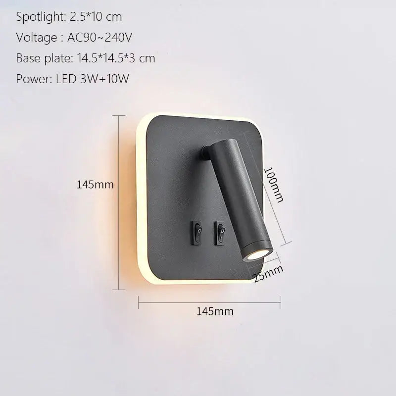 Modern minimalist black & white led wall lamp usb bedroom sconce
