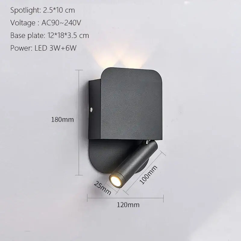 Modern minimalist black & white led wall lamp usb bedroom sconce