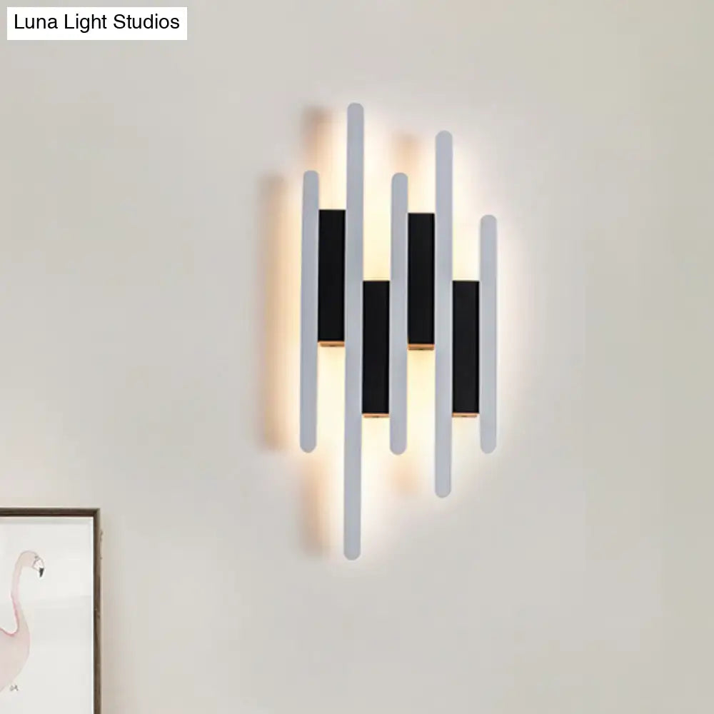 Modern minimalist black & white led wall sconce bedroom warm white light